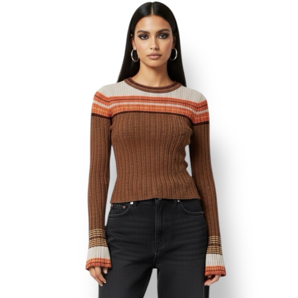 ⚡️10$ sale⚡️ Zara Sparkly Knit Sweater Striped Light Knit Jumper Size S